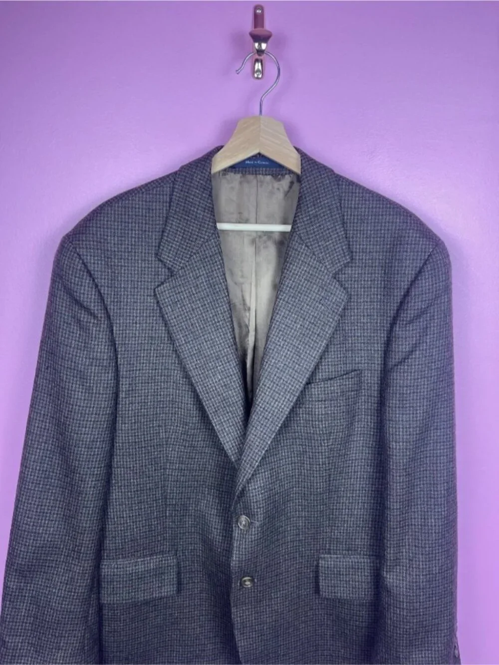 Chaps Ralph Lauren Vintage Houndstooth Tweed Sport Coat Wool Brown Men's 46R
